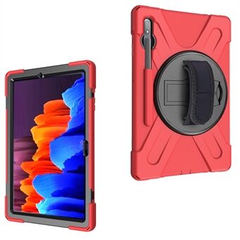 Voor Samsung Galaxy Tab S7+ / S8+ T970 / X800 / S7FE T730 / S9 + X810 / S9 FE+ X610 360° Draaibare Kickstand PC + Siliconen Tablet Hoesje.