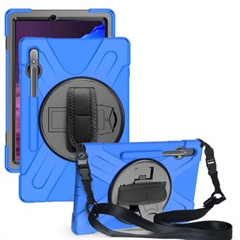 Voor Samsung Galaxy Tab S7+ / S8+ T970 / X800 / S7 FE T730 / S9+ X810 / S9 FE+ X610 Kickstand PC + Silicone Tablet Case met Schouderband