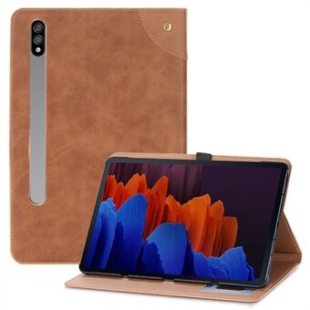 Voor Samsung Galaxy Tab S7 Plus/S8+/S7 FE 12,4 inch Beschermende Retro Folio Flip Cover Scratch Schokbestendig Tablet Case met Stand/Kaartsleuven Ondersteuning Auto Wake/Sleep