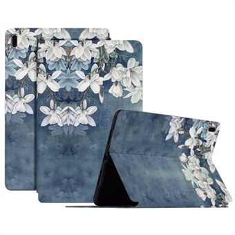 Voor Samsung Galaxy Tab S7 FE / S7 Plus SM-T970 / S8 Plus Rondom bescherming Bloempatroon Gedrukt tablethoes Anti-valleer + TPU-hoes met Stand