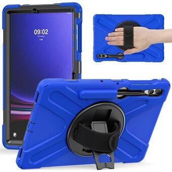 Voor Samsung Galaxy Tab S7+ / S8+ / S9+ / S7 FE Polsband Tablet Hoesje Anti-kras PC+Silicone Stand Cover