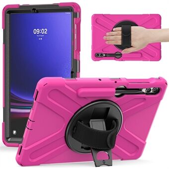 Voor Samsung Galaxy Tab S7+ / S8+ / S9+ / S7 FE Polsband Tablet Hoesje met Anti-kras PC+Silicone Standaard Cover