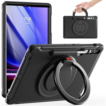 Voor Samsung Galaxy Tab S7+ T970 / Tab S7 FE T730 / Tab S8+ X800 / Tab S9+ X810 hoesje PC+TPU draaibare kickstand tablethoes met penhouder