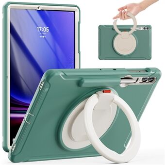 Voor Samsung Galaxy Tab S7+ T970 / Tab S7 FE T730 / Tab S8+ X800 / Tab S9+ X810 Hoesje PC+TPU Draaibare Kickstand Tablet Cover met Pennenhouder