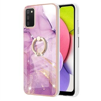 Galvaniseren Frame IMD IML Marmeren Patroon Telefoon Cover Kickstand Case voor Samsung Galaxy A03s (166.5 x 75.98 x 9.14mm)