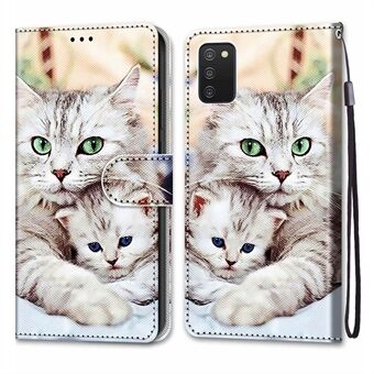 Patroonafdrukken schokbestendige telefoonhoes PU-leer + TPU-telefoonhoes met standaardportemonnee en riem voor Samsung Galaxy A03s (166,5 x 75,98 x 9,14 mm)