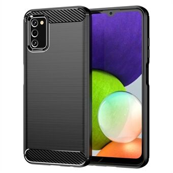 Koolstofvezeltextuur 1,8 mm TPU-hoesje Geborsteld oppervlak Vingerafdrukvrije, valbestendige telefoonbeschermhoes voor Samsung Galaxy A03s (166,5 x 75,98 x 9,14 mm)