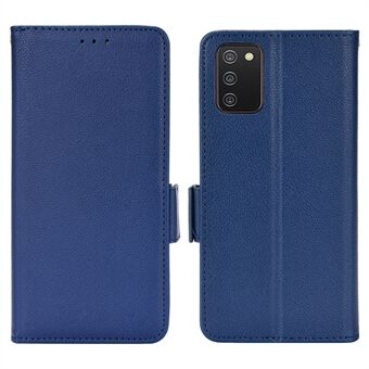 Voor Samsung Galaxy A03s (166.5 x 75.98 x 9.14mm) dubbele magnetische gespen, schokbestendige Litchi-textuur PU-lederen portemonneehoes met standaard voor mobiele telefoon.