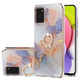 Voor Samsung Galaxy A03s (166,5 x 75,98 x 9,14 mm) Ring Kickstand Telefoonhoesje YB IMD Serie-6 Elektrolytisch Verchroomd Frame TPU Hoesje Krasbestendige IMD Achterkant