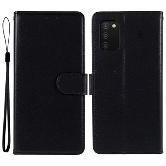 Staande hoes voor Samsung Galaxy A03s (166.5 x 75.98 x 9.14 mm), krasbestendig folio flip PU lederen portemonneehoes voor mobiele telefoon met halskoord.