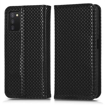 Voor Samsung Galaxy A03s (166.5 x 75.98 x 9.14mm) Grid Texture PU Leren Stand Case Magnetische Automatisch Geabsorbeerde Volledige Bescherming Telefoon Portemonneehoes