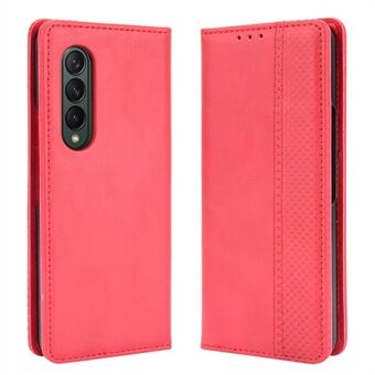 Folio Flip Auto-absorberend retro lederen portemonnee-telefoonhoesje voor Samsung Galaxy Z Fold3 5G