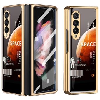 Space Pattern Printing Anti- Scratch PC alles-in-één hoesje met 9H gehard glas screenprotector voor Samsung Galaxy Z Fold3 5G