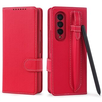 Twill textuur afneembare lederen shell- Stand portemonnee beschermende telefoonhoes met pensleuf voor Samsung Galaxy Z Fold3 5G