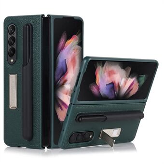 Palmprint echt leer + pc-telefoonhoes standaard cover met afneembare pensleuf voor Samsung Galaxy Z Fold3 5G