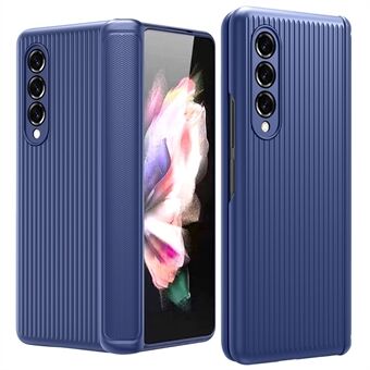 Voor Samsung Galaxy Z Fold3 5G Bagagehoes Gestreept ontwerp PC + TPU Scharnier Opvouwbare telefoonhoes met gehard glas schermbeschermer