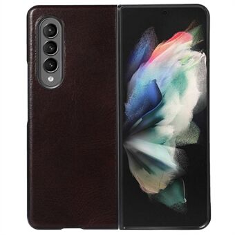 Voor Samsung Galaxy Z Fold3 5G Crazy Horse textuur echt rundleer coating telefoonhoes hybride pc + TPU cover