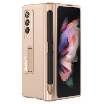 GKK voor Samsung Galaxy Z Fold3 5G harde pc + gehard glas volledige dekking telefoonhoes standaard opvouwbare cover met pensleuf