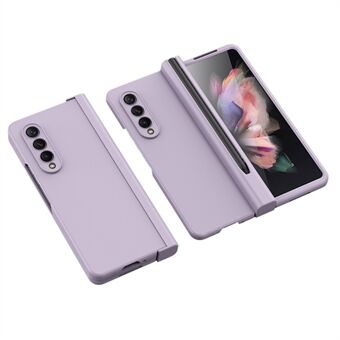 Voor Samsung Galaxy Z Fold3 5G Rubberen oppervlak Penslotontwerp Harde pc-telefoonhoes met glazen schermbeschermer