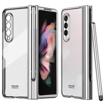 Voor Samsung Galaxy Z Fold3 5G Galvaniseren PC Case Pen Slot Scharnier Gehard Glas Film Telefoon Shell met Stylus pen