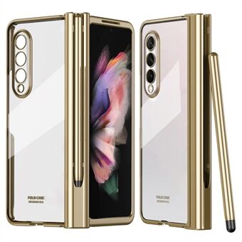 Voor Samsung Galaxy Z Fold3 5G Galvaniseren PC Case Pen Slot Scharnier Gehard Glas Film Telefoon Shell met Stylus pen