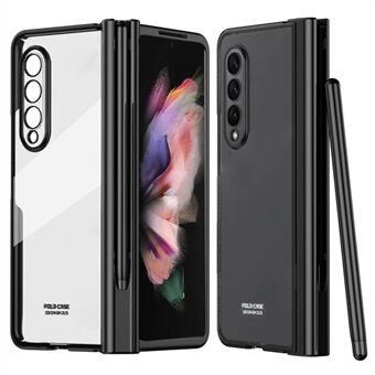 Voor Samsung Galaxy Z Fold3 5G Galvaniseren PC Case Pen Slot Scharnier Gehard Glas Film Telefoon Shell met Stylus pen