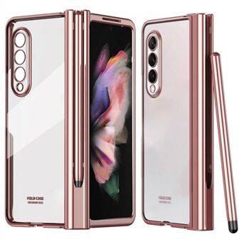 Voor Samsung Galaxy Z Fold3 5G Galvaniseren PC Case Pen Slot Scharnier Gehard Glas Film Telefoon Shell met Stylus pen