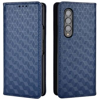 Voor Samsung Galaxy Z Fold3 5G Imprinting Rhombus Stand Wallet Leather Case Anti-drop telefoonhoes