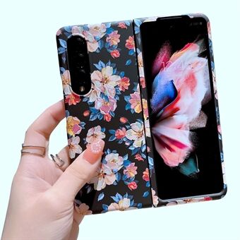 Voor Samsung Galaxy Z Fold3 5G Bloemenpatroon Embossment Anti- Scratch Anti-drop Matte Lichtgevende Harde PC telefoon Case Shell