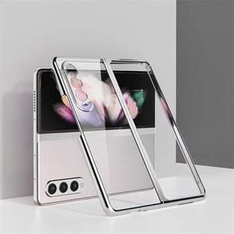 Voor Samsung Galaxy Z Fold3 5G Hoesje Electroplating Metalen Frame + Gehard Glas Telefoonhoes