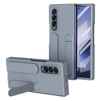 Voor Samsung Galaxy Z Fold3 5G Hoes met Gehard Glas Film Kickstand Polsband PC+Silicone Telefoonhoesje