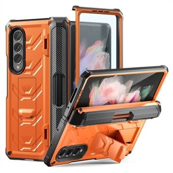 Voor Samsung Galaxy Z Fold3 5G SM-F9260 Robuuste Serie Penhouder Scharnier Telefoon Case Drop-proof Kickstand TPU + PC Cover