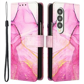 YB Patroon Afdrukken Lederen Serie-5 voor Samsung Galaxy Z Fold3 5G Flip Folio Portemonnee Cover PU Leer Bedrukt Marmer Patroon Stand Telefoonhoesje met Riem