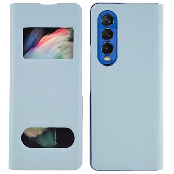 Voor Samsung Galaxy Z Fold3 5G Kijkvenster Flip-telefoonhoes Litchi-textuur PU-leer Binnenste harde pc Schokbestendige hoes