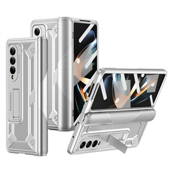 Voor Samsung Galaxy Z Fold3 5G Hard PC Opvouwbare telefoonhoes Kickstand Magnetische scharniercover met gehard glas schermfilm