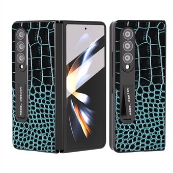 ABEEL Voor Samsung Galaxy Z Fold3 5G Kickstand Beschermhoes Krokodil Textuur Echt Koe Leer + PC Telefoon Case met Screen Film