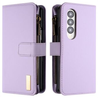 BINFEN COLOR portemonnee-hoesje met ritssluiting voor Samsung Galaxy Z Fold3 5G, mat PU-lederen Stand telefoonhoesje