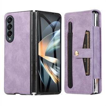 PC + PU Leren Telefoonhoesje voor Samsung Galaxy Z Fold3 5G met Anti-kras Glasbeschermfolie en Stylus Kaarthouder