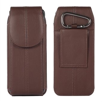 Voor Samsung Galaxy Z Fold3 5G Echt rundleer Holster Verticale telefoontas met riemlus en karabijnhaak