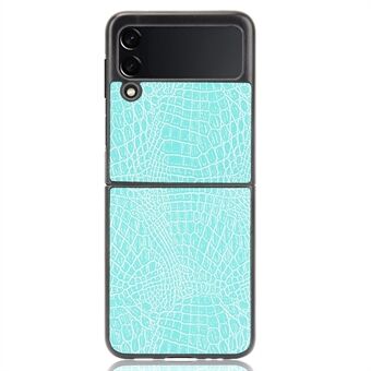 Schokbestendige krokodiltextuur PU-leer gecoate pc-beschermende achterkant voor Samsung Galaxy Z Flip3 5G