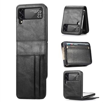 Voor Samsung Galaxy Z Flip3 5G Portemonnee Kaartsleuven Ontwerp Anti-Drop Anti-Vingerafdruk Duurzaam PU lederen Telefoon Case Cover