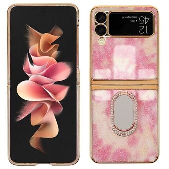 Strass Decoratie Stijlvol Galvaniseren Metalen Ring Kickstand Ontwerp Opvouwbare Hard PC Case voor Samsung Galaxy Z Flip3 5G