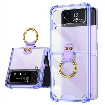 GKK Four Corners Drop-proof Hard PC Flipping Phone Case met Metalen Ring Kickstand voor Samsung Galaxy Z Flip3 5G