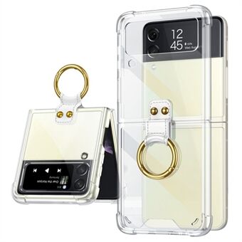 GKK Four Corners Drop-proof Hard PC Flipping Phone Case met Metalen Ring Kickstand voor Samsung Galaxy Z Flip3 5G