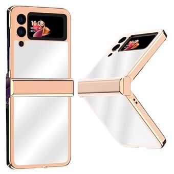 Voor Samsung Galaxy Z Flip3 5G Mirror Design Electroplating Frame Opvouwbare telefoonhoes met flexibel scharnier