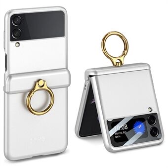 GKK Voor Samsung Galaxy Z Flip3 5G Metalen Ring Houder Kickstand Telefoon Case Magnetische Absorptie Scharnier PC Vouwen Cover met Camera Lens Film