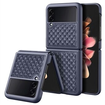 DUX DUCIS Venice Series voor Samsung Galaxy Z Flip3 5G Rhombic Grid Texture Case Echt leer gecoate harde pc opvouwbare schermcover