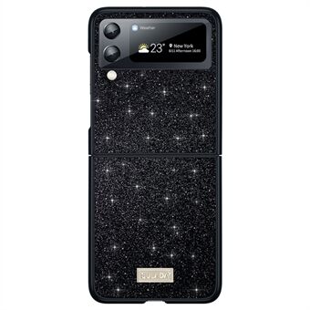 SULADA Voor Samsung Galaxy Z Flip3 5G Glitter Pailletten Telefoon Cover PU Leer Gecoat PC + TPU Hybrid Case