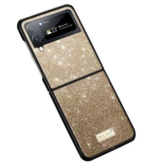 SULADA Voor Samsung Galaxy Z Flip3 5G Glitter Pailletten Telefoon Cover PU Leer Gecoat PC + TPU Hybrid Case