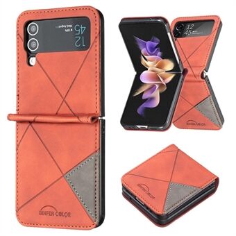 BINFEN COLOR voor Samsung Galaxy Z Flip3 5G bedrukt geometrisch patroon telefoonhoes PU-leer + harde pc-schaal Full Body schokbestendige hoes